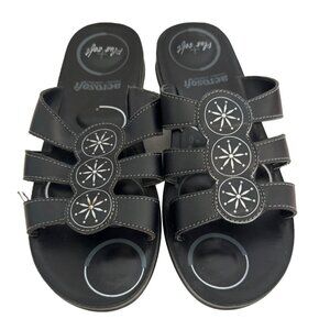 Aerosoft Women Shoe Sz 41 US 9.5 Lena SlideOn Sandal Black PlusSoft Arch Support
